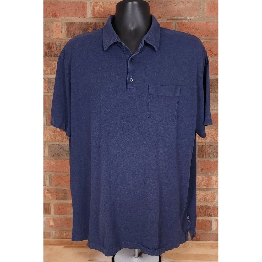 Patagonia Shirt Mens Size 2XL Blue Organic Cotton Polo